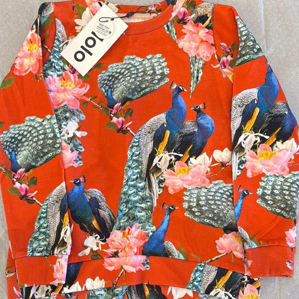 Olo Red Peacock Floral Sweatshirt